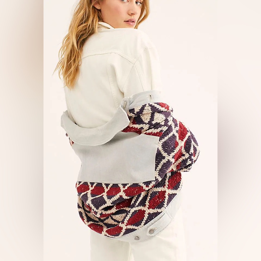 NWOT FREE PEOPLE We The Free Lakeside Denim Jacket In Global Traveler $248 MSRP
